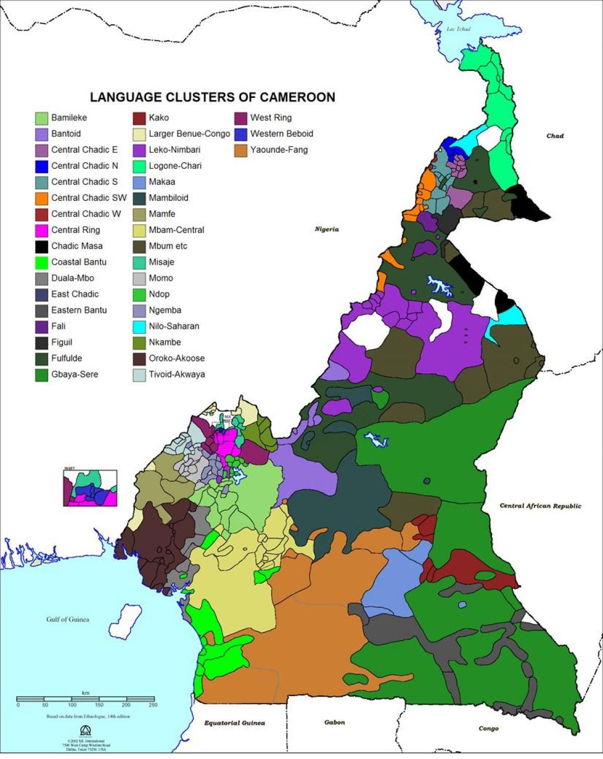 خريطة الكاميرون اللغة